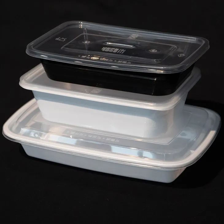 Food 4 Compartment Disposable Plastic Bento Food Lunch Box With Rice Meal Prep Containers